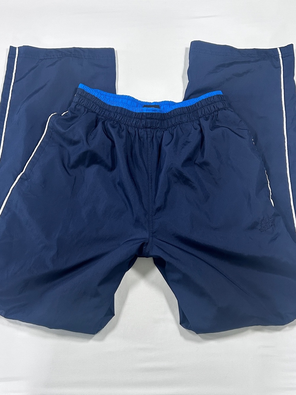 vintage 90s STARTER Navy Track Joggers with Bright Blue Waistband
